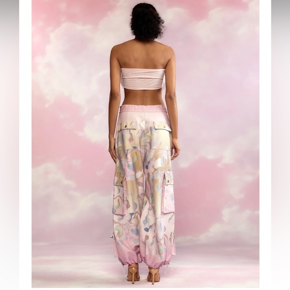 Cynthia Rowley Pink Floral Cotton Twill Cargo Pants - Size XS - Picture 4 of 4